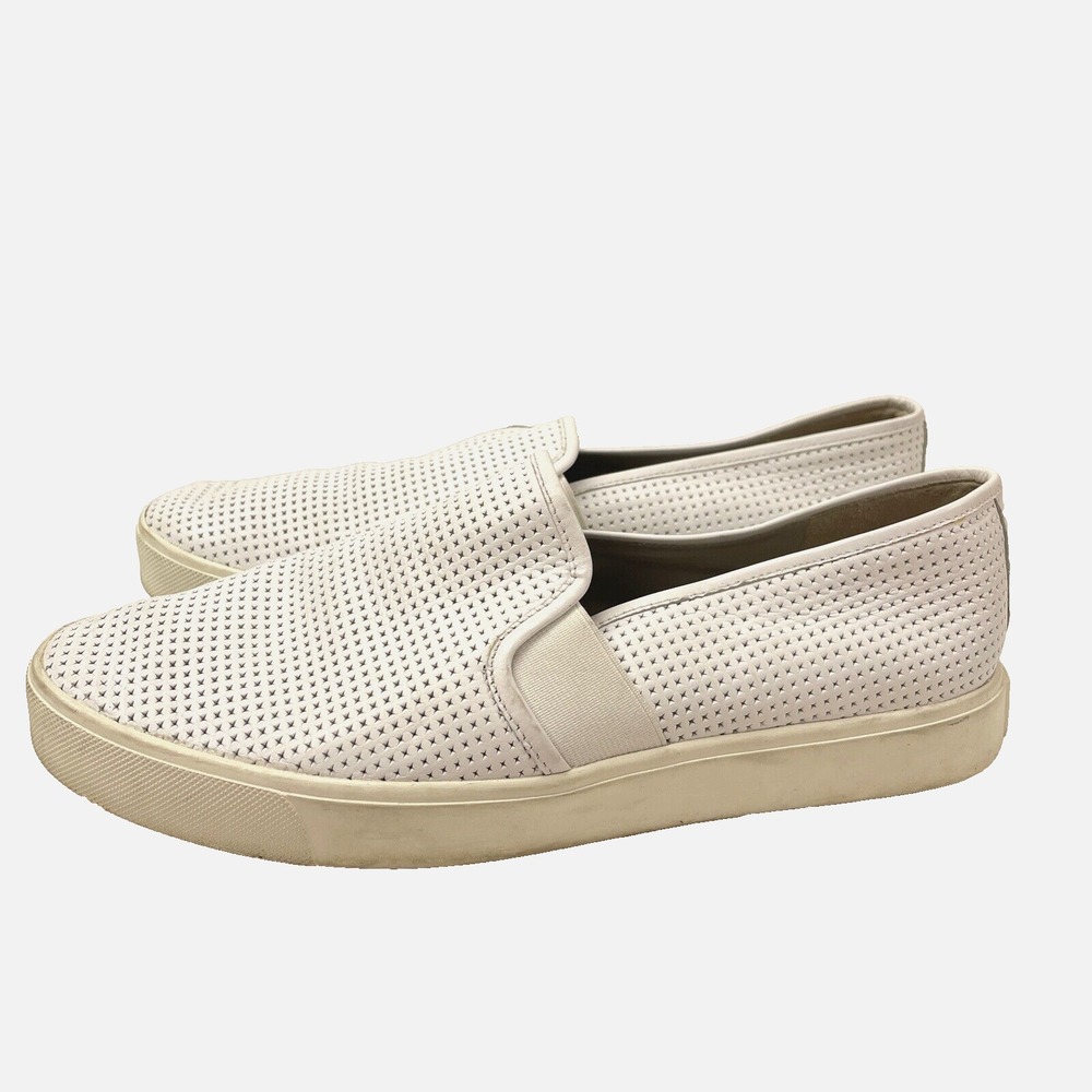 Vince White Blaire Slip On Sneakers Leather Elastic Panels Womens 7.5